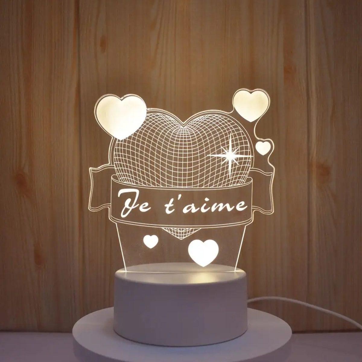 Veilleuse 3D Cœur Je t'aime