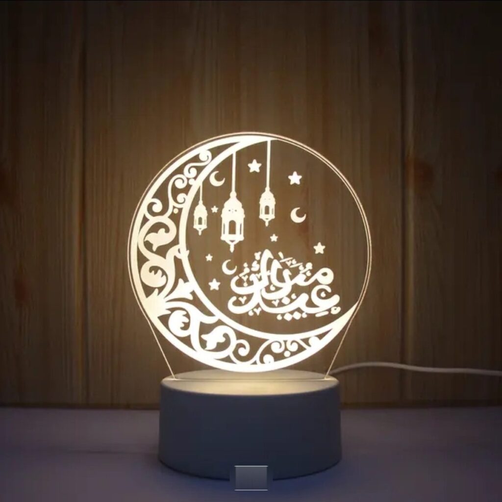 Veilleuse 3D Croissant & lanternes du Ramadan