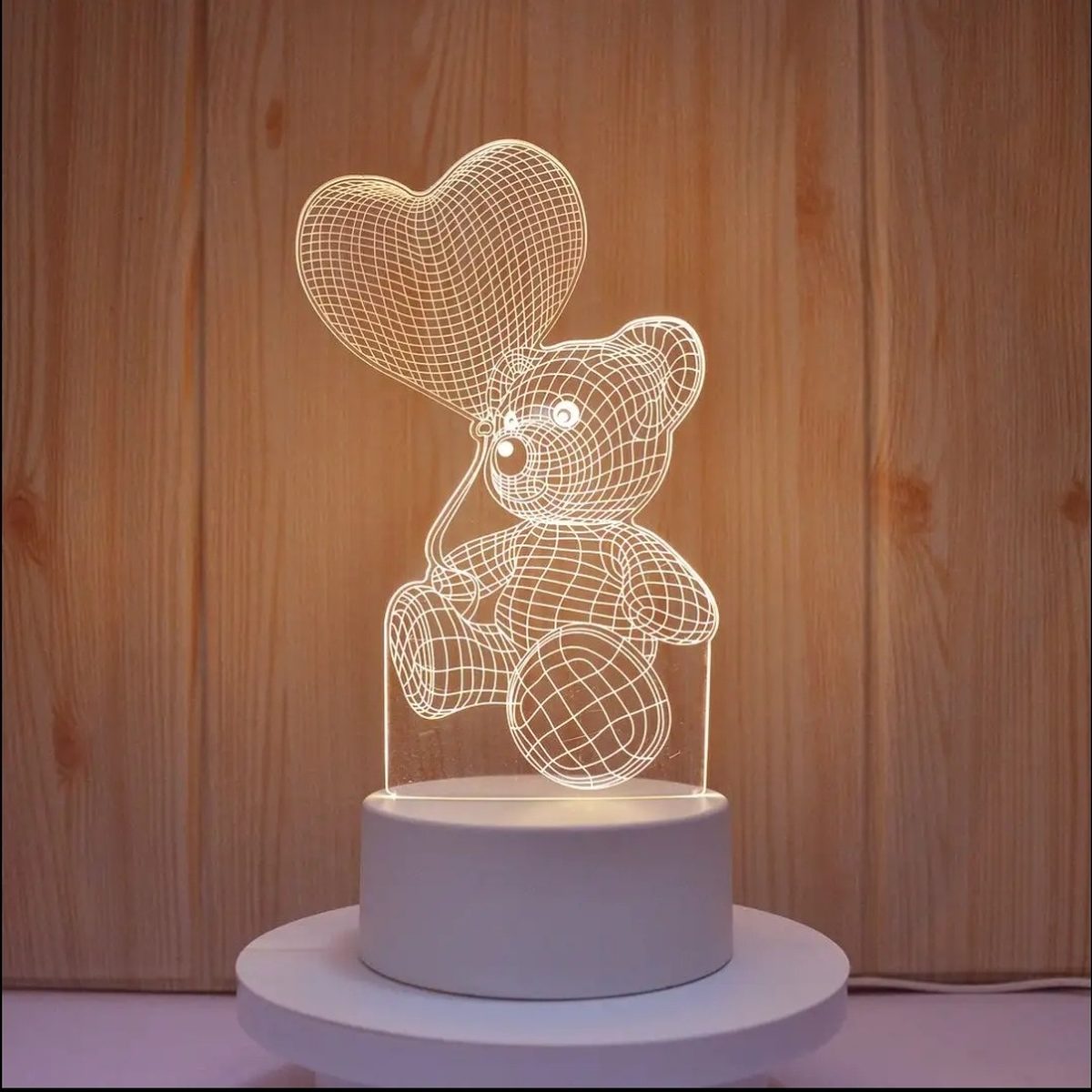 Veilleuse 3D Ourson au ballon cœur