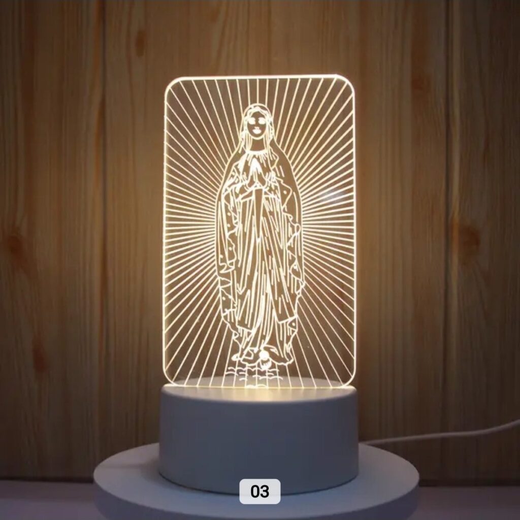 Veilleuse 3D Vierge Marie rayonnante
